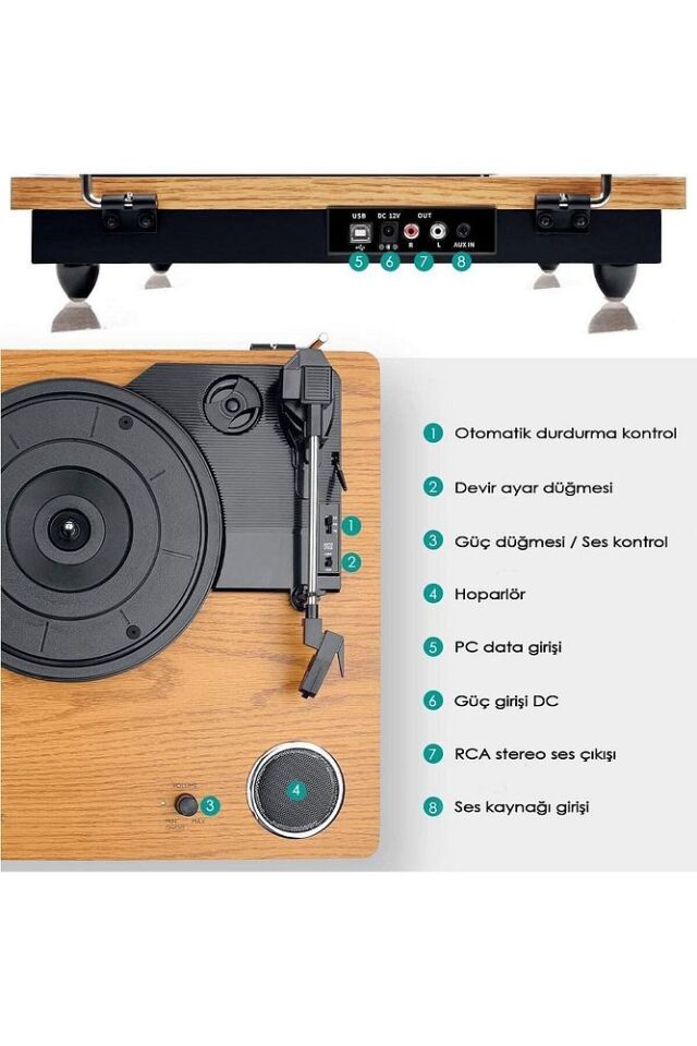 TT249 Retro Pikap Bluetooth Mp3 Kayıt Özelliği