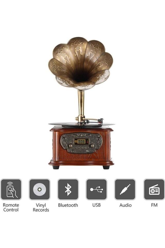 RMJ-209C Gramofon Pikap Radyo Bluetooth Usb Plak Çalar
