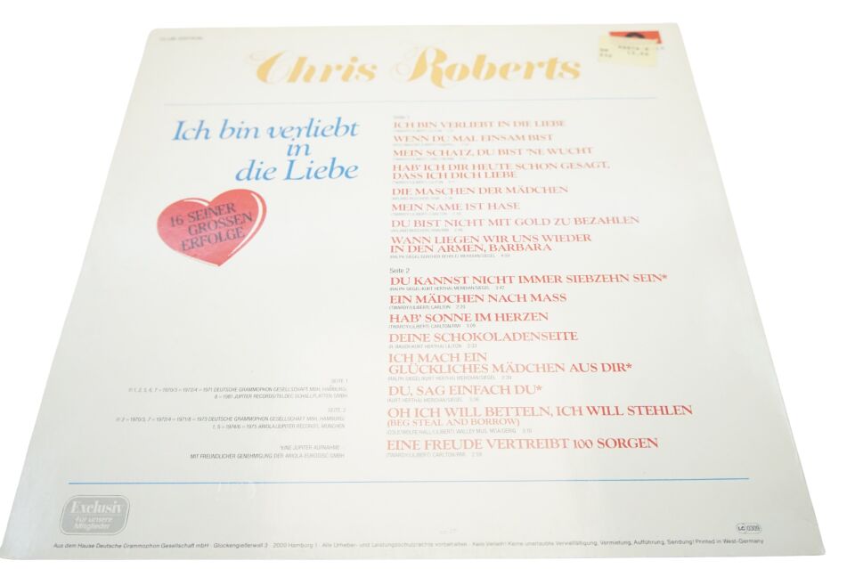 Chris Roberts Ich Bin Verliebt In Die Liebe - Plak