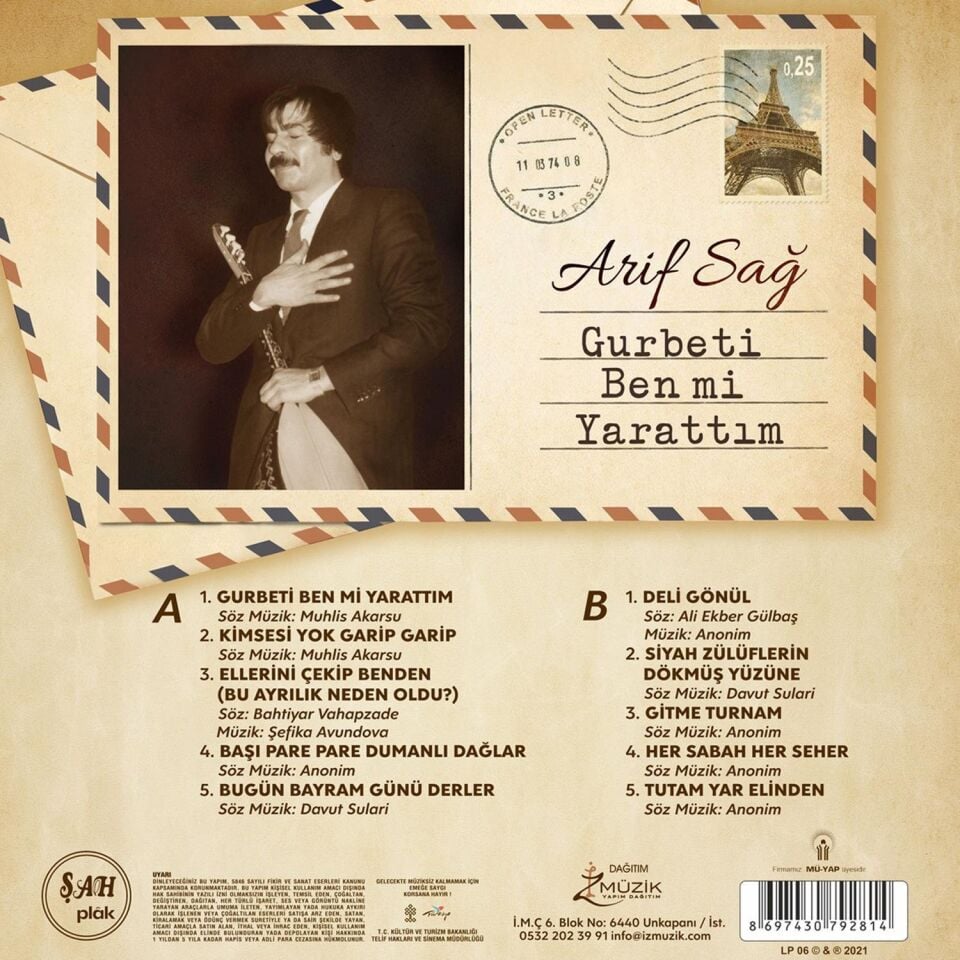 Arif Sağ Gurbeti Ben Mi Yarattım - Plak