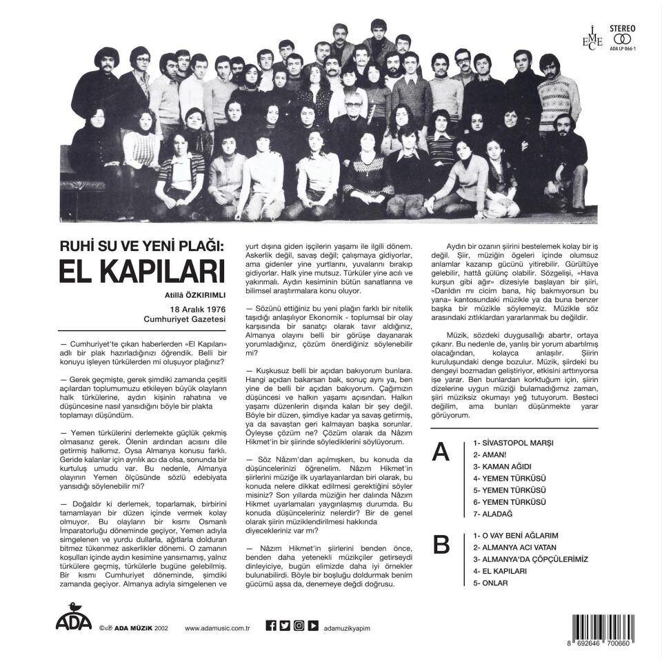 Ruhi Su El Kapıları - Plak
