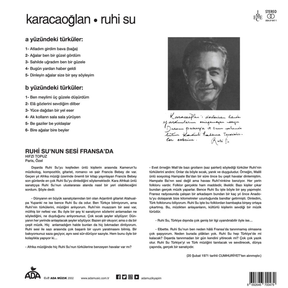 Ruhi Su Karacaoğlan - Plak