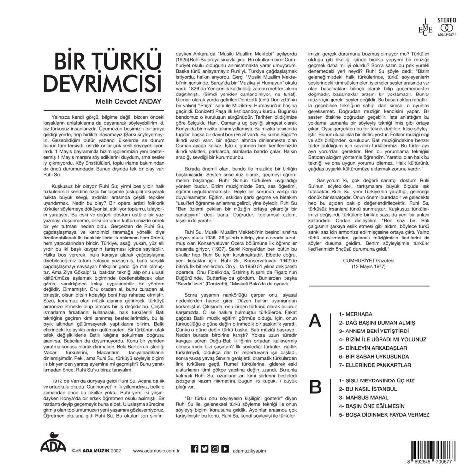 Ruhi Su Sabahın Sahibi Var - Plak