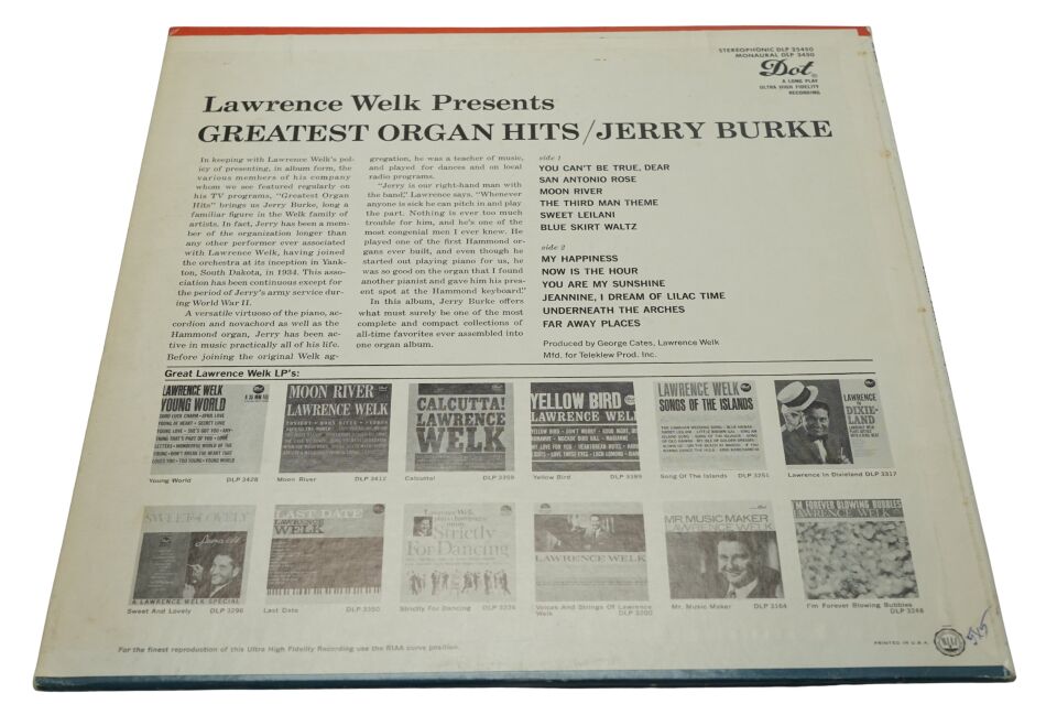 Jerry Burke Lawrence Welk Presents Greatest Organ Hits - Plak