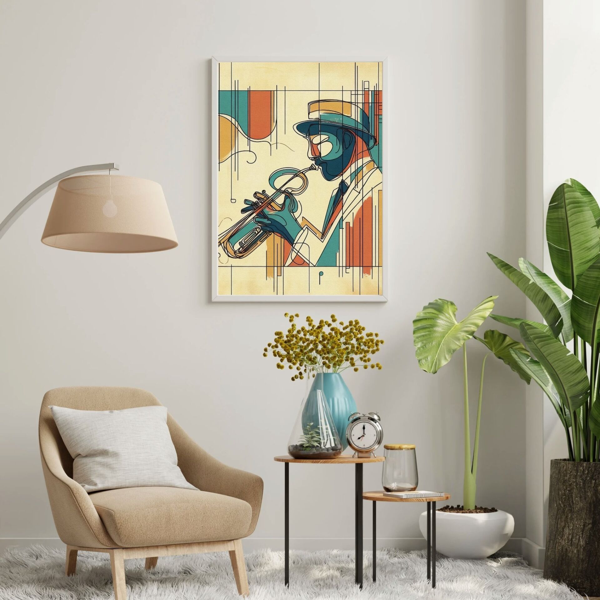Cazın Geometrisi Kolleksiyonu Şehrin Ritmi Beyaz - 40 x 50