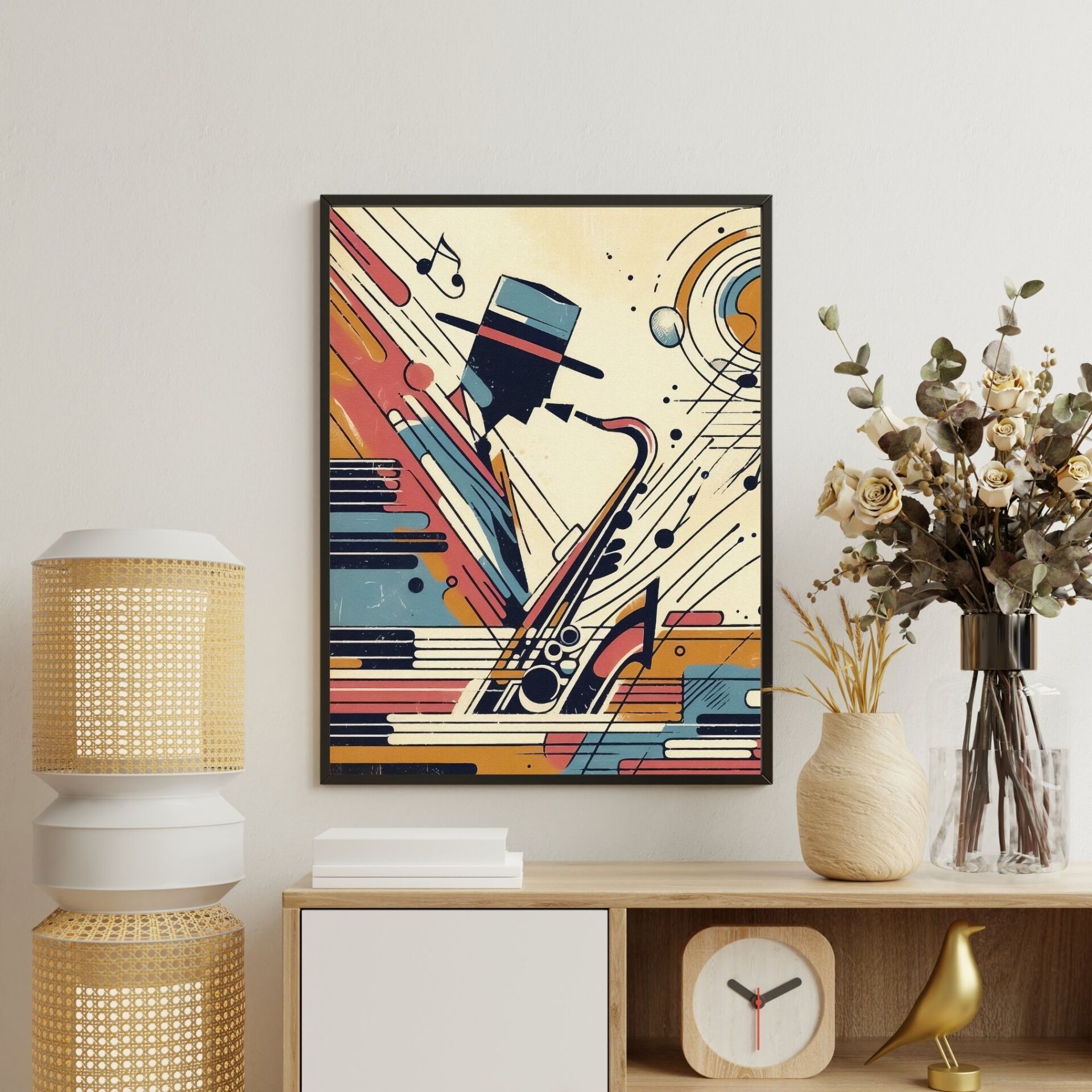 Cazın Geometrisi Kolleksiyonu Caz Üçlüsü Siyah - 40 x 50