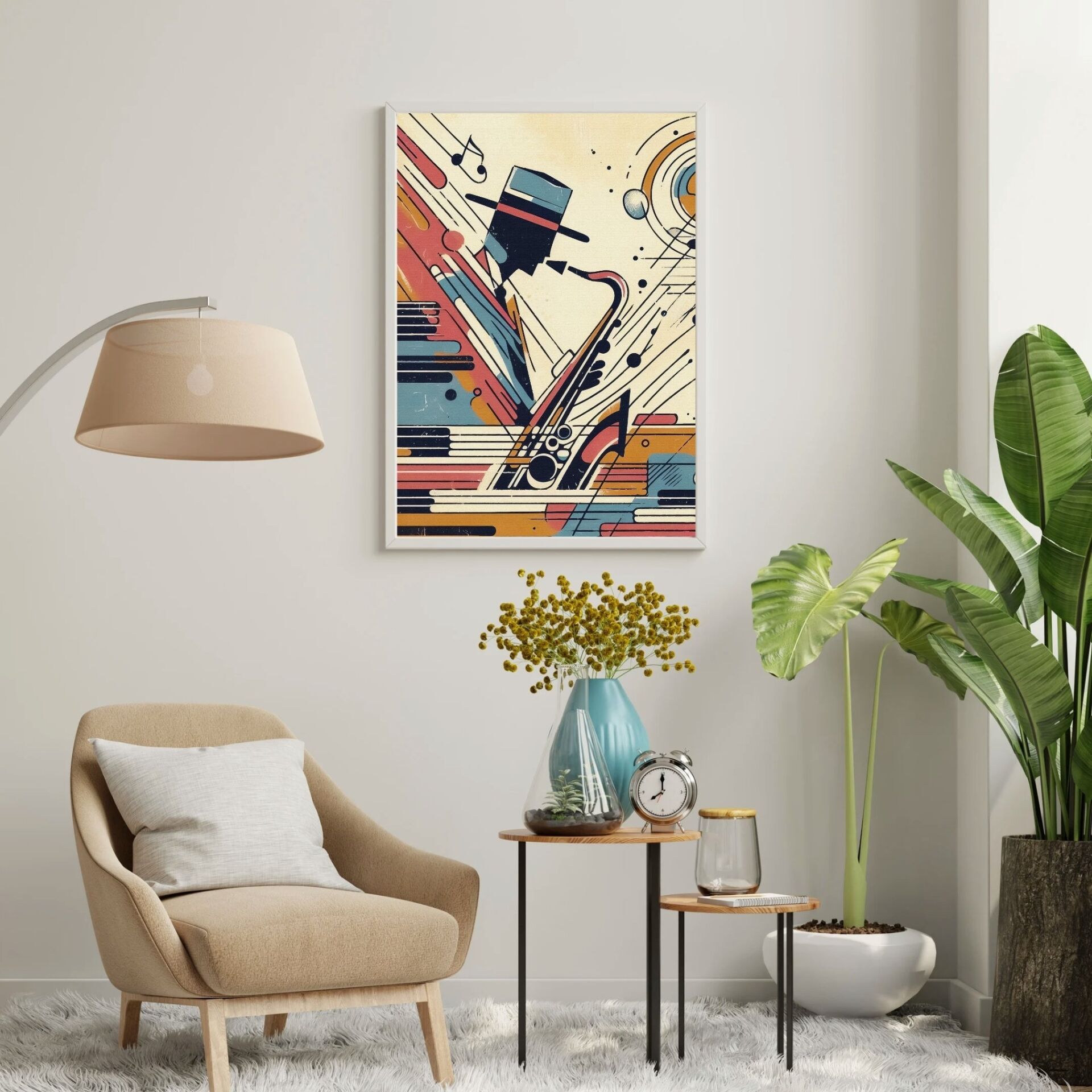 Cazın Geometrisi Kolleksiyonu Caz Üçlüsü Beyaz - 35 x 50