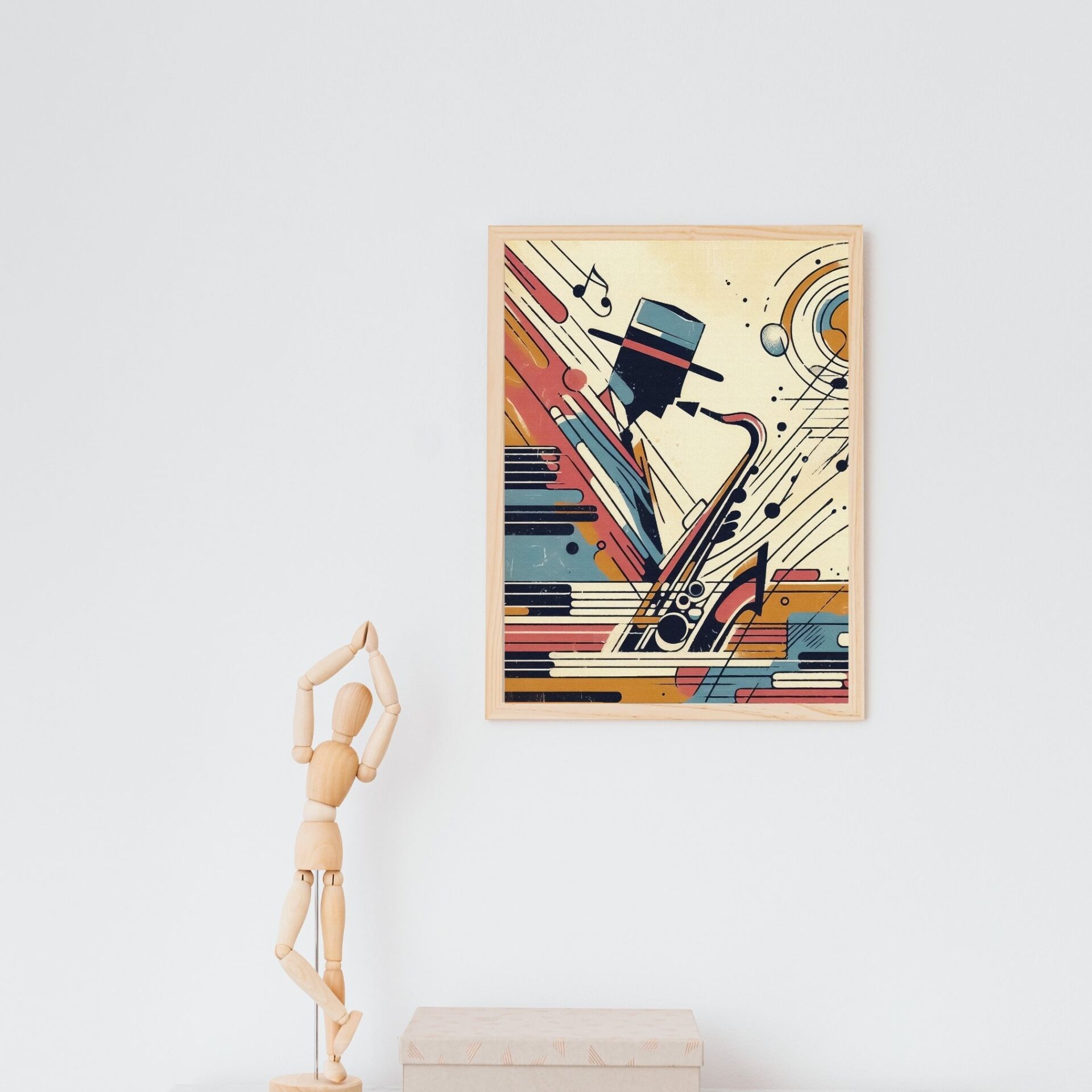 Cazın Geometrisi Kolleksiyonu Caz Üçlüsü Ahşap - 35 x 50