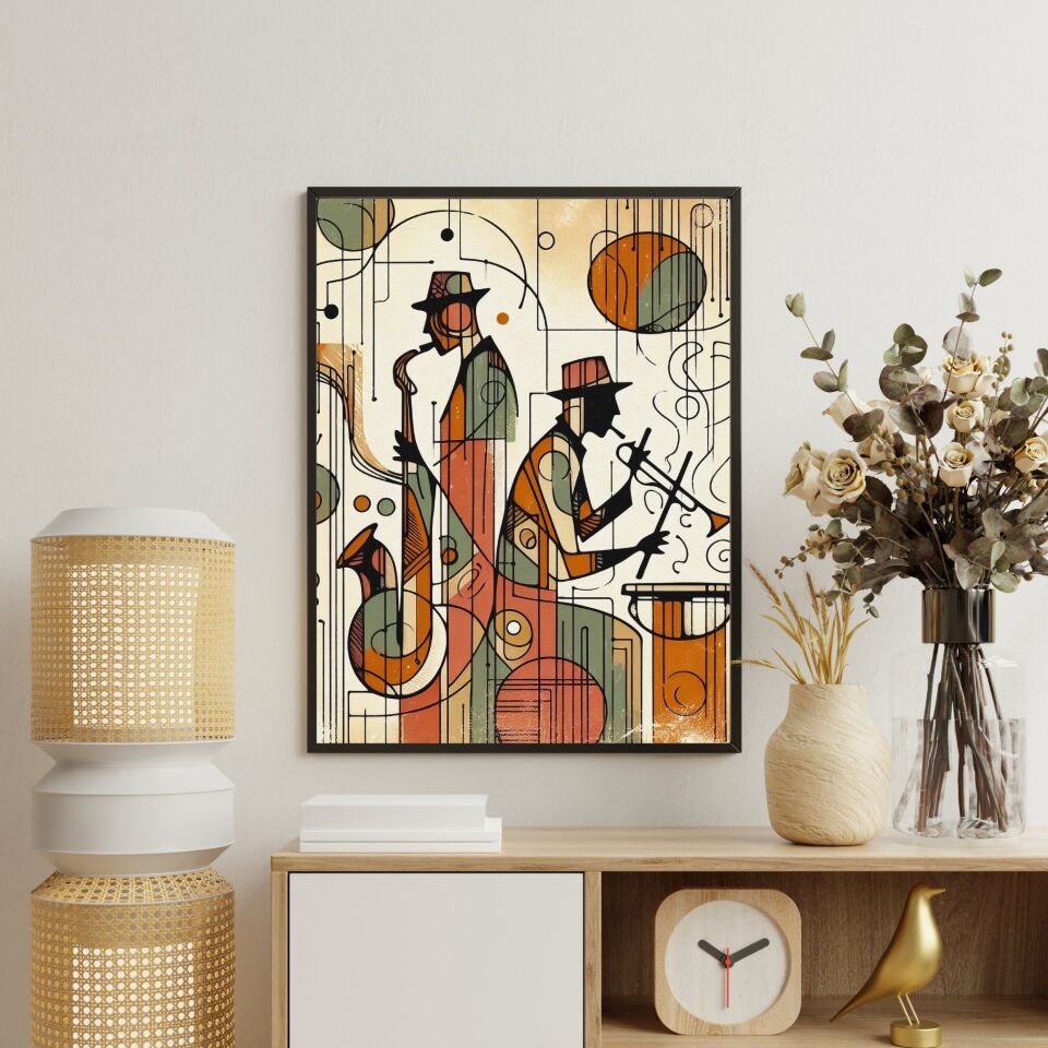 Cazın Geometrisi Kolleksiyonu Nostaljik Nefesler Siyah - 50 x 70
