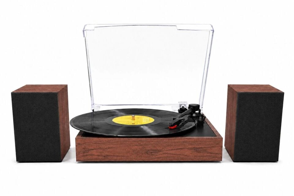 Record Master RM-519 Ahşap Kasa Plak Çalar Tüm Plaklar İle Uyumlu