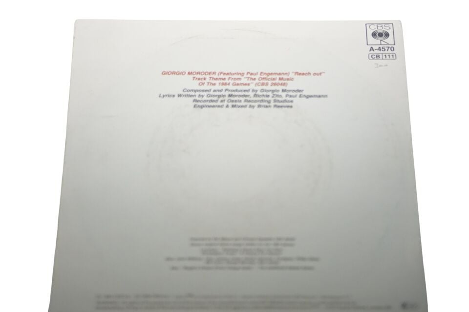 Giorgio Moroder Featuring Paul Engemann Reach Out - Plak