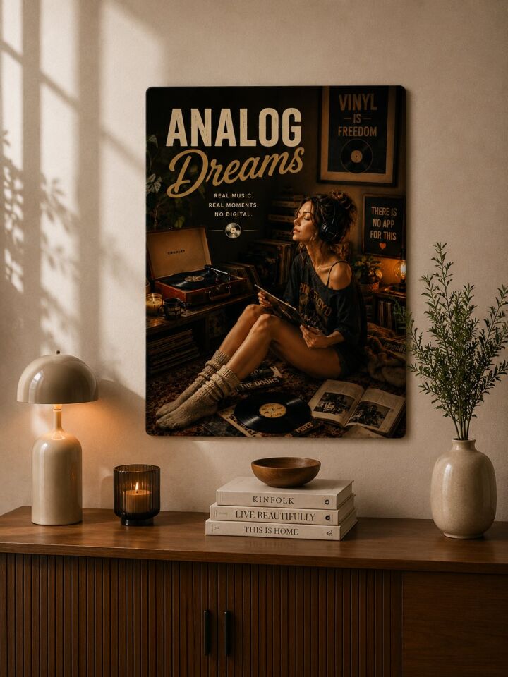 Plak Hikayeleri Kolleksiyonu Analog Anlar Metal Tablo