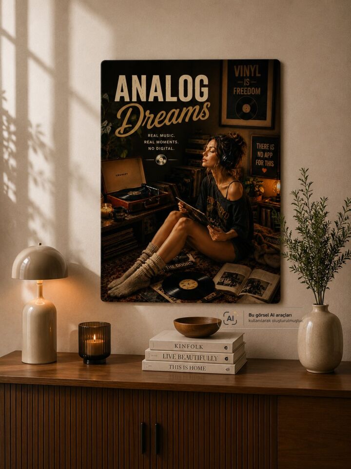 Plak Hikayeleri Kolleksiyonu Analog Anlar Metal Tablo