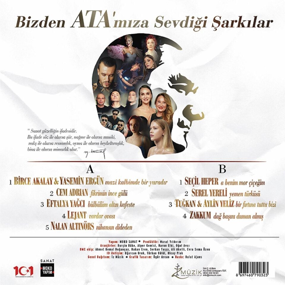 Çeşitli Sanatçılar Bizden Ata'mıza Sevdiği Şarkılar - Plak